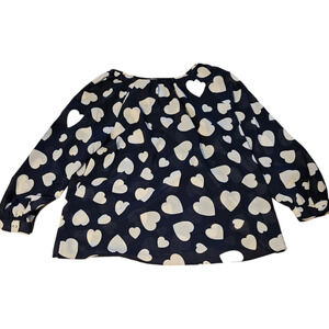 J. Crew Factory Navy Heart Print Blouse